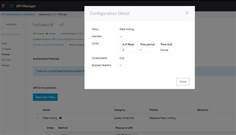 mule4d|Applying Rate Limiting Policy and Spike Control Policy in API.
